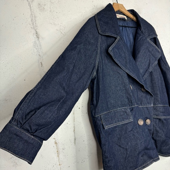 Free People Jackets & Blazers - Free People Oversize Denim Car Coat Jean Jacket Button Front NWOT Med